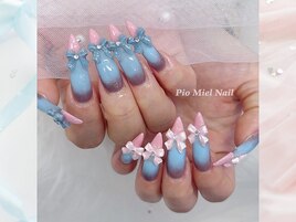 ブルーグラデ×ピンクリボン