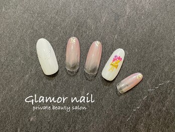 グラマーネイル(Glamor nail)/フラワー×ベージュ