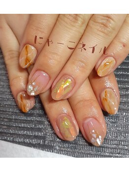 にゃーこネイル/シェル&大理石風☆定額¥7980