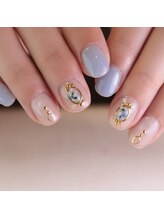 ピオニーネイル(peony nail)/ブルー　ドライフラワー