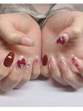 ベティネイル アイラッシュ(Betty Nail)/赤リボンネイル　ジェル