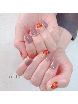 べっ甲ぷっくりミラーネイル