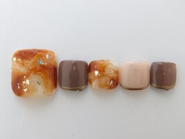 べっ甲風 フットネイル6600円