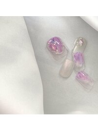 透け感ニュアンスフットネイル