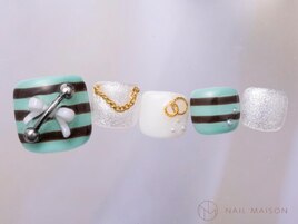 ボーダーリボンピアス8500