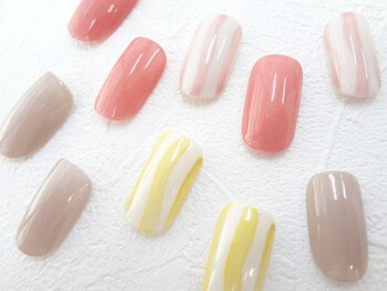 ネイルサロン クイール 小山店(NAIL SALON QUILL)/ワンカラー×ストライプ柄