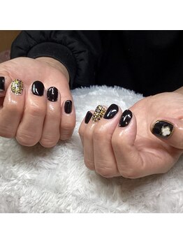 ソワ(sowa)/黒ツイードネイル