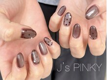 ネイルスペース ジェイズ ピンキー(NAIL SPACE J's PINKY)/ブラウンドットネイル