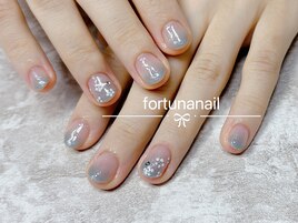 ブルーグラデフラワーネイル
