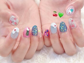 ラルネイル 大宮(Lull. nail)/#クリームソーダ #さくらんぼ