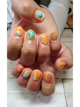 アンアント(An-ant)/オレンジターコイズネイル