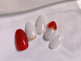 ハート×赤ラメ×チェーン