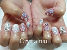 クリスタルネイル ボンベルタ橘店(CRYSTAL NAIL)/キラキラフラワーネイル