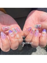 ジェルメ(germer)/紫陽花と傘で梅雨ネイル！