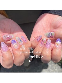 ジェルメ(germer)/紫陽花と傘で梅雨ネイル！