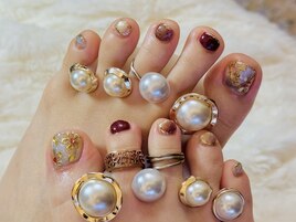 レトロ風お花デザインネイル