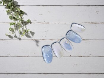 FAST NAIL 荻窪駅前店【パラジェル/ジェルネイル専門/定額/マグネット/フットネイル】/ガラスフレンチ 仕事【11429】