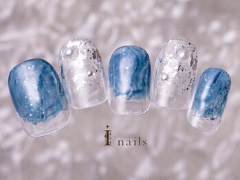 アイネイルズ 町田店(I nails)/シルバーブルー塗りかけ6480円