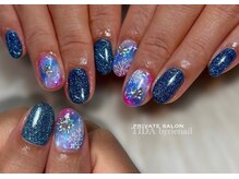 BlueのWinter nail♪雪の結晶は手書きがやっぱり可愛いのっ(^^)