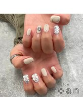 ロアンネイル(roan nail)/アイボリー×リボン