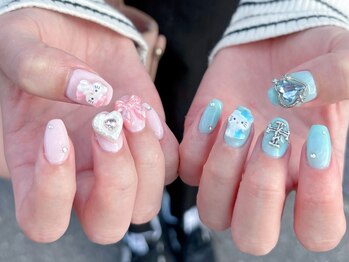 ノレネイル(nore nail)/ピンク水色ネイル
