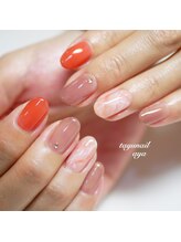 たゆ ネイル(たゆnail)/オレンジ大理石
