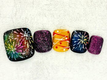 ネイルエイム(Nail eim)/フット★花火★ヨーヨー柄