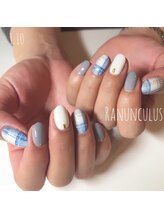 ラナンキュラス(Ranunculus)/オトナの冬ネイル☆ブランケット