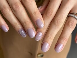 ピンクパープルネイル＋スワロ