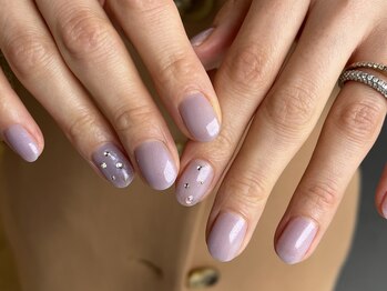 ピンクパープルネイル+スワロ