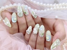 ネイル アリーズ セカンド(nail Allies 2nd)/黄緑 パステルデザイン 持ち込み