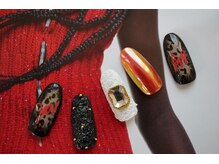 ネイル フライガール(nail FLY GIRL)/個性派ヒョウ柄★赤黒