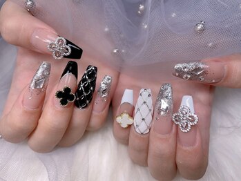 スノーネイルサロン 新宿店(Snow nail salon)/モノクロフレンチキルティング