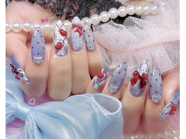 水色 赤 リボン ガーリー