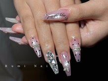 ワンホンネイル 新宿(Rumi Nail)/ピンクラメ/メタルアート/Y2K