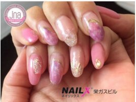 ピンク大理石ネイル