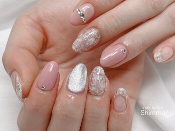 シマー(Shimmer)/春色ツイードネイル