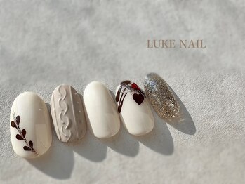 ルークネイル(LUKE NAIL)/バレンタインニットハートネイル