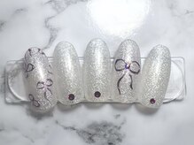 ミリミリネイル(MILI mili nail)/リボン×ミラーアート