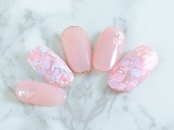 ソウ 難波店 nail salon Sou/手描きフラワーnail