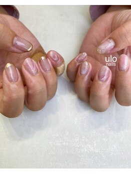ウロネイルズ(ulo nails)/ピンクゴールドのアート