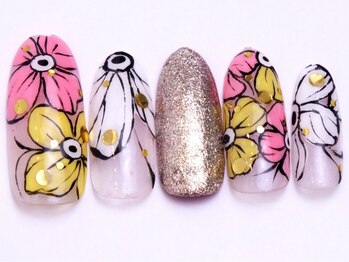 ネイリックス 栄ガスビル(NAILX)/小粋なフラワーネイル