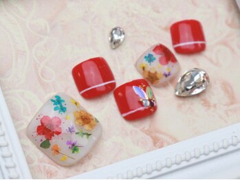 プレジール(Plaisir)/2018年7月フット★赤フラワー