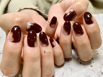 アイネイルズ 渋谷店(I nails)/ブラウンうねうねニュアンス