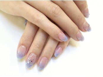 ネイルサロン ジュネイル(NAIL SALON JUNAIL)/ブルーラメグラデ ストーン乗せ