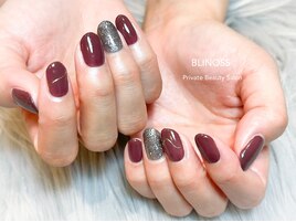 ボルドー×ラメ×ミラー