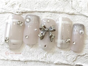 ネイルメゾン 池袋店(NAIL MAISON)/シルバーマグリボン¥10550