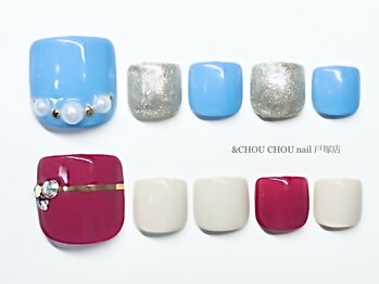 アンドシュシュネイル(&CHOU CHOU nail)/フット ワンカラー2色&角質ケア