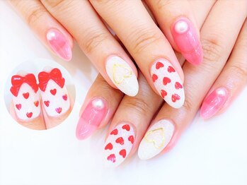 ネイルコレクション ピンク(Nail Collection Pink)/ジェル定額¥8990★3Dリボン
