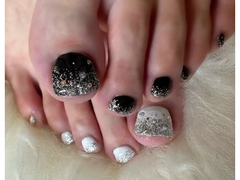 アミュリー ネイル アトリエ(Amury nail atelier)/ラメグラ ストーン ちぐはぐ